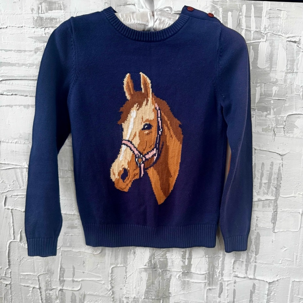 Stylish Navy Sweater with Horse Motif